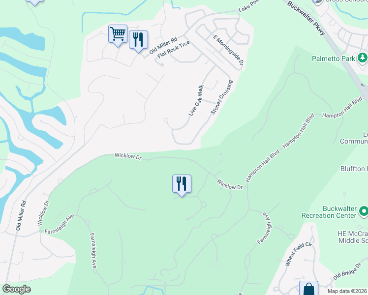 map of restaurants, bars, coffee shops, grocery stores, and more near 249 Stoney Crossing in Bluffton