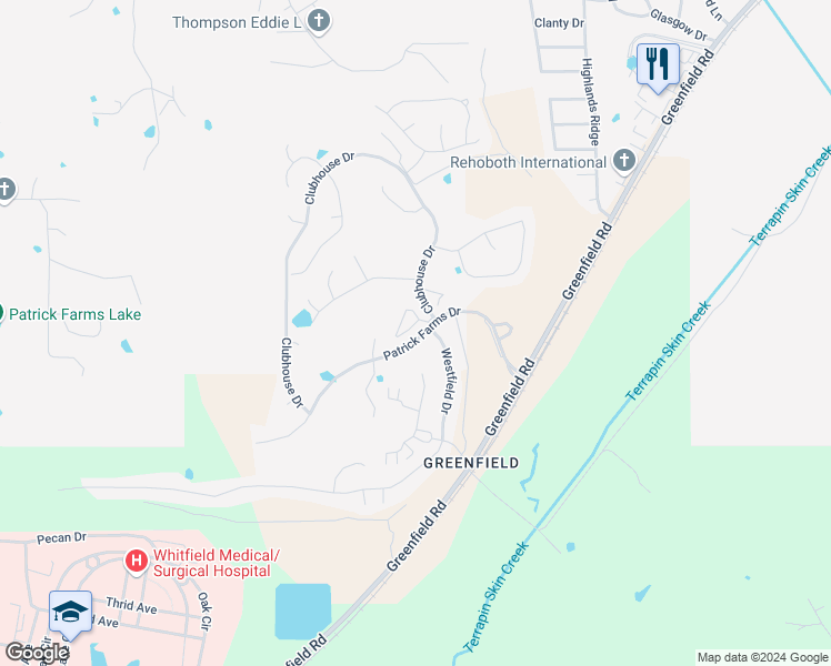 map of restaurants, bars, coffee shops, grocery stores, and more near 110 Courtyards Drive in Pearl