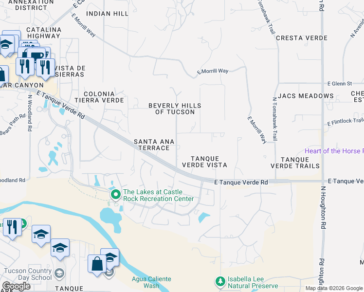 map of restaurants, bars, coffee shops, grocery stores, and more near 2461 North Placita Lydia in Tucson