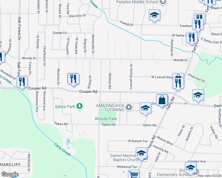 map of restaurants, bars, coffee shops, grocery stores, and more near 3337 Whitten Road in Jackson
