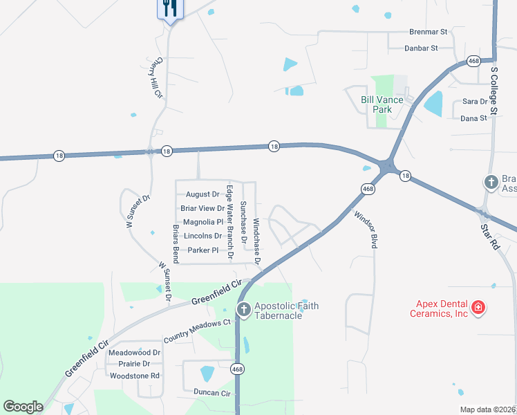 map of restaurants, bars, coffee shops, grocery stores, and more near 2000 Windchase Circle in Brandon
