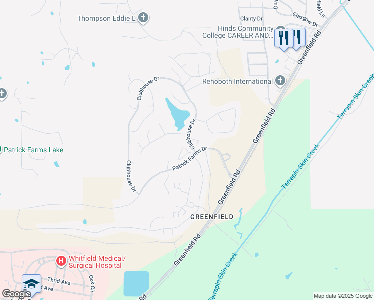 map of restaurants, bars, coffee shops, grocery stores, and more near 100 Courtyards Drive in Pearl