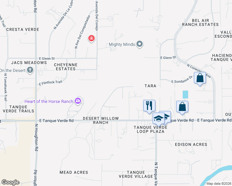 map of restaurants, bars, coffee shops, grocery stores, and more near 2508 Wychwood Court in Tucson