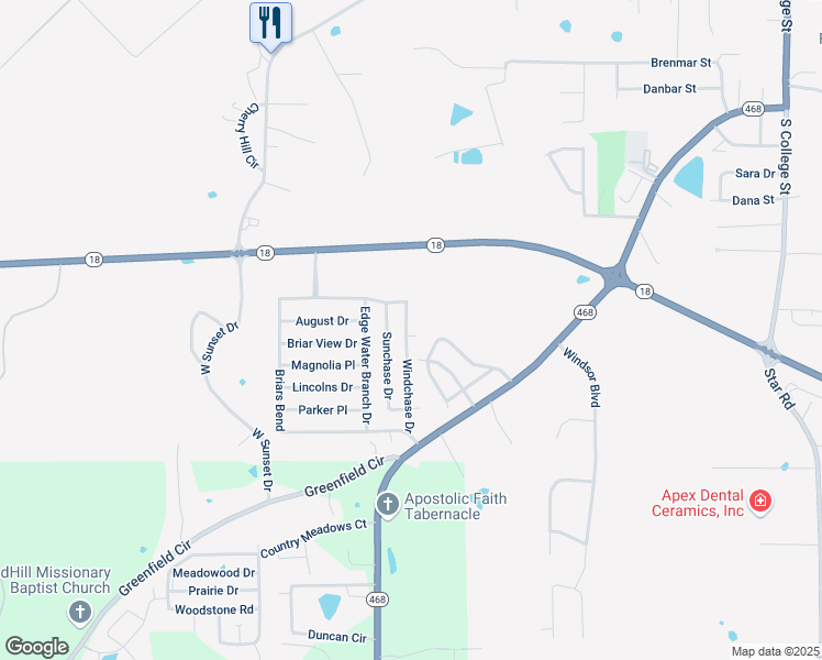 map of restaurants, bars, coffee shops, grocery stores, and more near 2001 Windchase Circle in Brandon