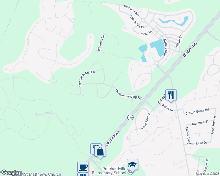 map of restaurants, bars, coffee shops, grocery stores, and more near 223 Hulston Landing Road in Bluffton