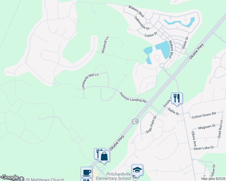 map of restaurants, bars, coffee shops, grocery stores, and more near 223 Hulston Landing Road in Bluffton