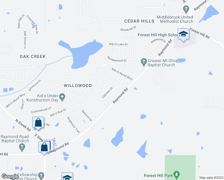 map of restaurants, bars, coffee shops, grocery stores, and more near 4253 Cypress Drive in Jackson