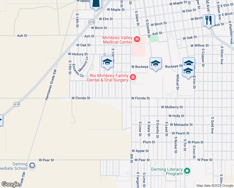 map of restaurants, bars, coffee shops, grocery stores, and more near 1409 South Socorro Street in Deming