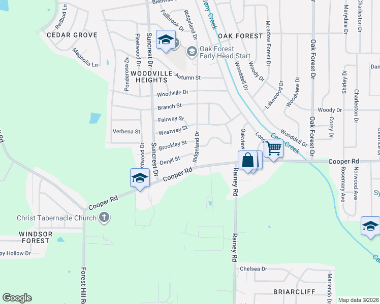 map of restaurants, bars, coffee shops, grocery stores, and more near 1026 Deryll Street in Jackson