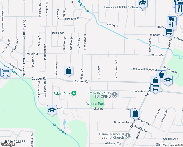 map of restaurants, bars, coffee shops, grocery stores, and more near 3329 Meadow Lane in Jackson