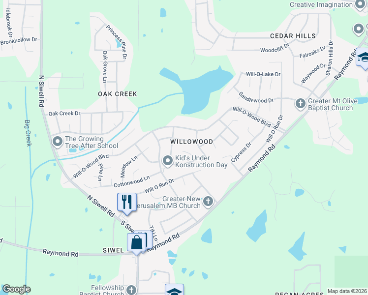 map of restaurants, bars, coffee shops, grocery stores, and more near 102 Sundew Place in Jackson