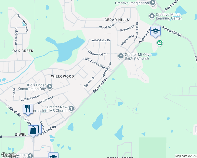 map of restaurants, bars, coffee shops, grocery stores, and more near 4237 Will O Run Drive in Jackson