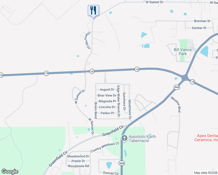 map of restaurants, bars, coffee shops, grocery stores, and more near 264 August Drive in Brandon