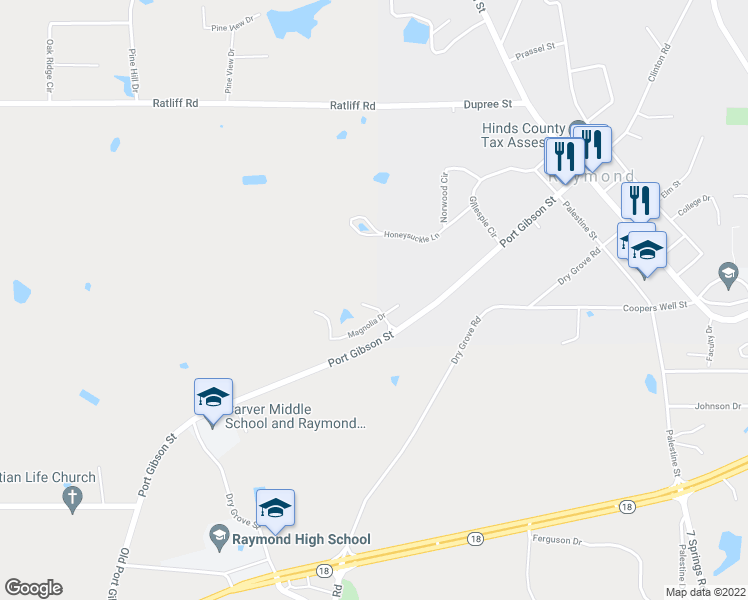map of restaurants, bars, coffee shops, grocery stores, and more near 204 Mountain Laurel Drive in Raymond