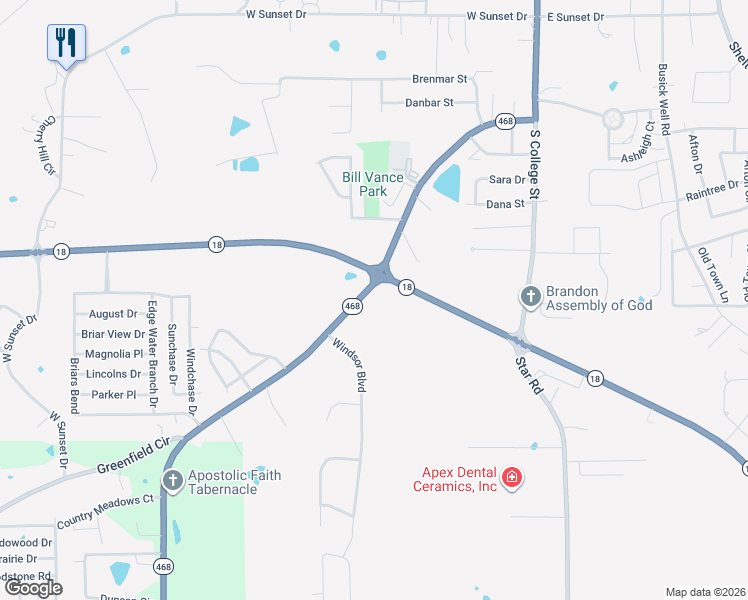 map of restaurants, bars, coffee shops, grocery stores, and more near in Brandon