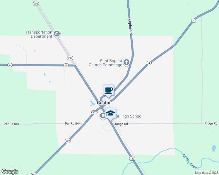 map of restaurants, bars, coffee shops, grocery stores, and more near 1933 Kepler Road in Castor