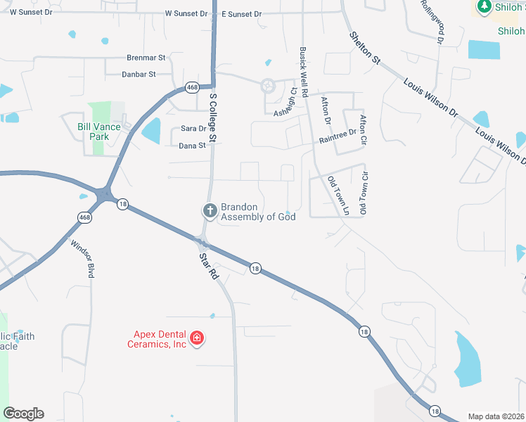 map of restaurants, bars, coffee shops, grocery stores, and more near 130 Walnut Drive in Brandon