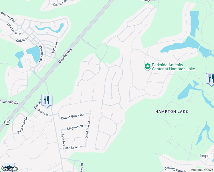 map of restaurants, bars, coffee shops, grocery stores, and more near 223 Station Parkway in Bluffton