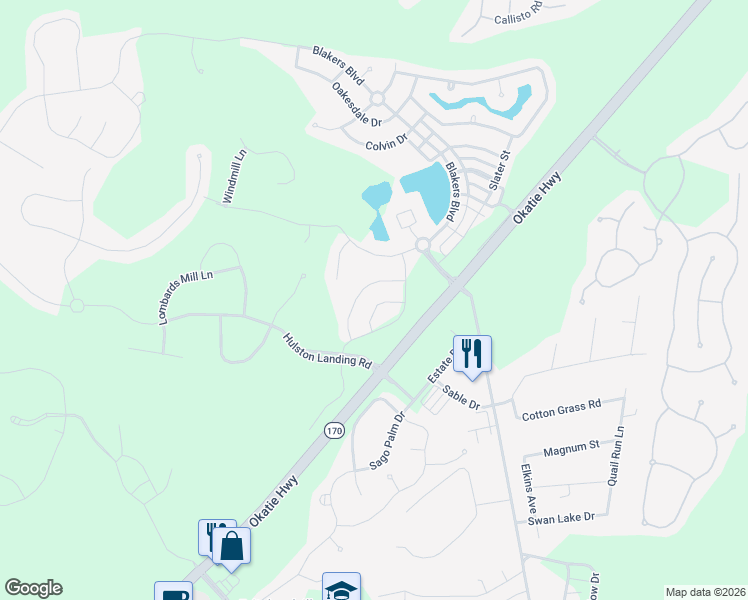 map of restaurants, bars, coffee shops, grocery stores, and more near 226 Wooden Wheel Lane in Bluffton