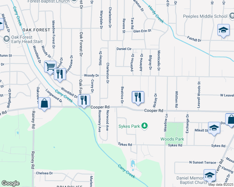 map of restaurants, bars, coffee shops, grocery stores, and more near 3241 Beatrice Drive in Jackson