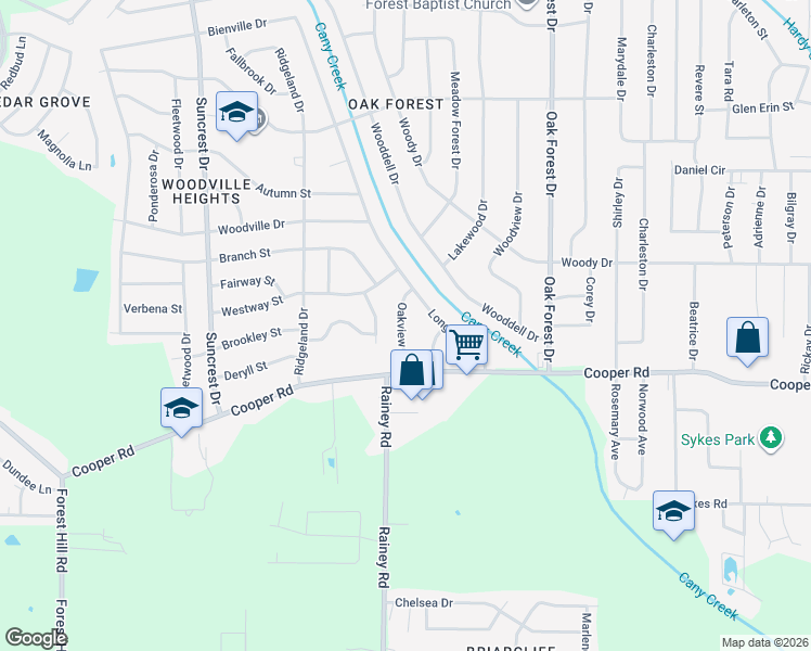 map of restaurants, bars, coffee shops, grocery stores, and more near 3221 Longwood Drive in Jackson
