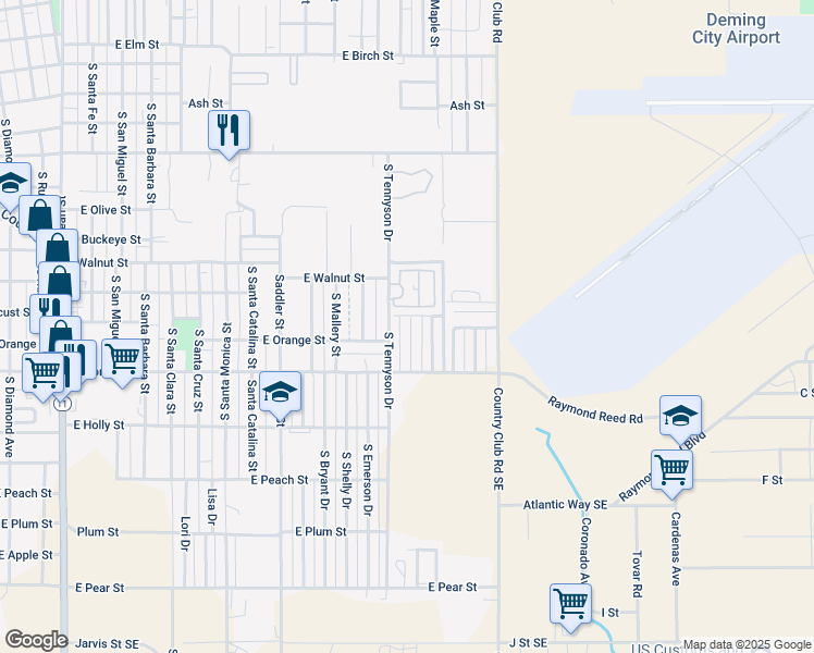 map of restaurants, bars, coffee shops, grocery stores, and more near Circle Drive in Deming