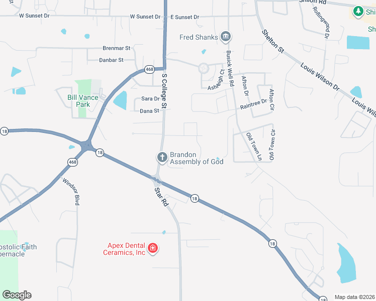 map of restaurants, bars, coffee shops, grocery stores, and more near 130 Walnut Drive in Brandon