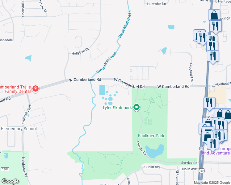 map of restaurants, bars, coffee shops, grocery stores, and more near in Tyler