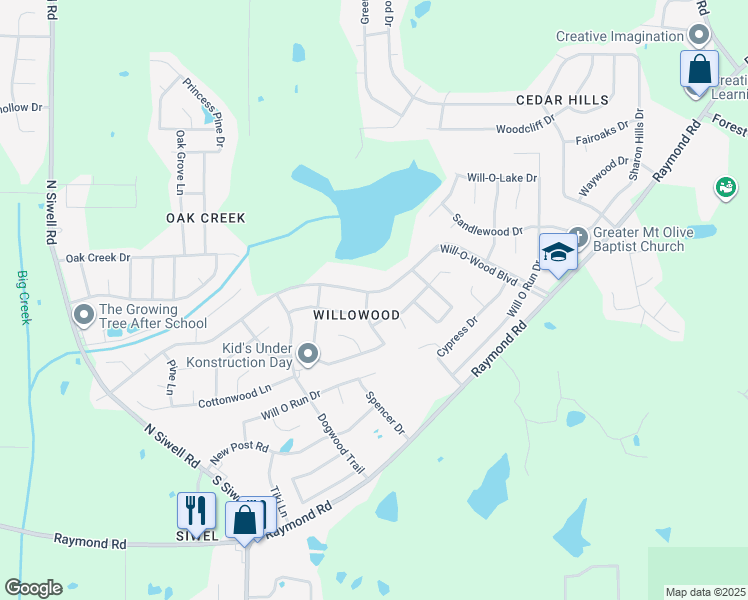 map of restaurants, bars, coffee shops, grocery stores, and more near 4451 Will-O-Wood Boulevard in Jackson