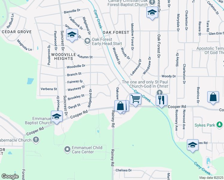 map of restaurants, bars, coffee shops, grocery stores, and more near 3308 Ramona Street in Jackson