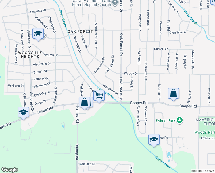 map of restaurants, bars, coffee shops, grocery stores, and more near 1114 Wooddell Drive in Jackson