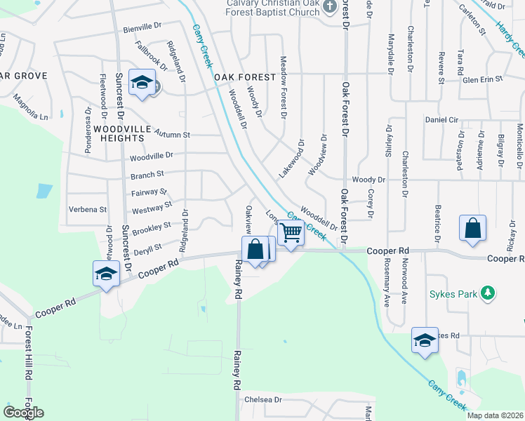 map of restaurants, bars, coffee shops, grocery stores, and more near 3221 Longwood Drive in Jackson