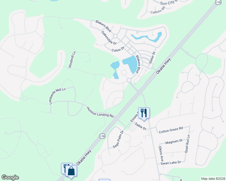 map of restaurants, bars, coffee shops, grocery stores, and more near 226 Wooden Wheel Lane in Bluffton
