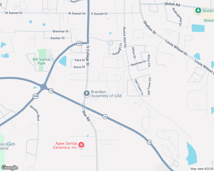 map of restaurants, bars, coffee shops, grocery stores, and more near 130 Walnut Drive in Brandon