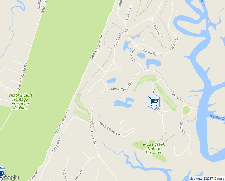 map of restaurants, bars, coffee shops, grocery stores, and more near 236 Moss Creek Drive in Hilton Head Island