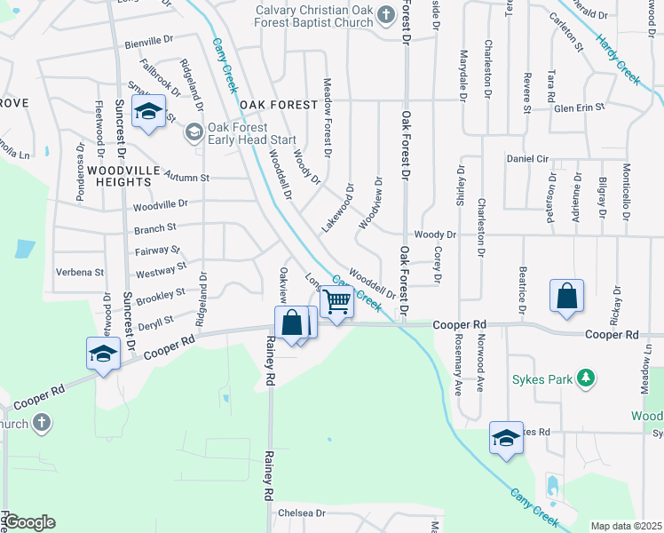 map of restaurants, bars, coffee shops, grocery stores, and more near 1145 Wooddell Drive in Jackson