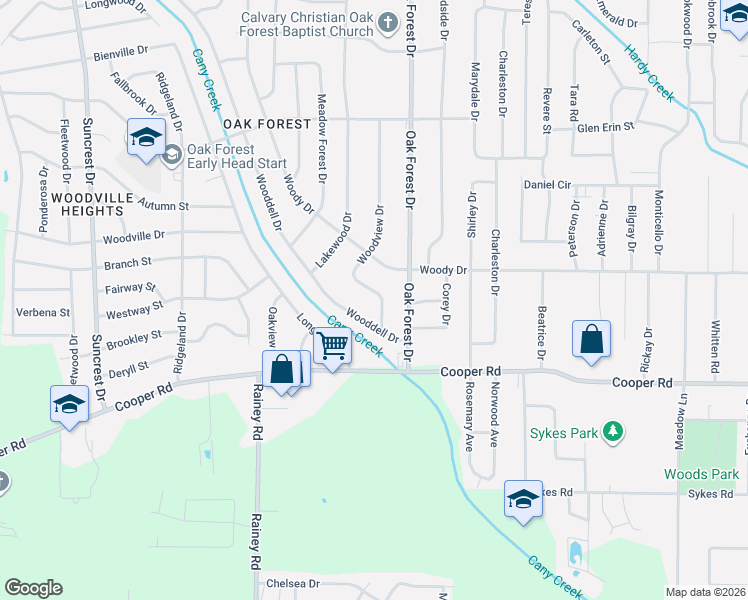 map of restaurants, bars, coffee shops, grocery stores, and more near 1114 Wooddell Drive in Jackson