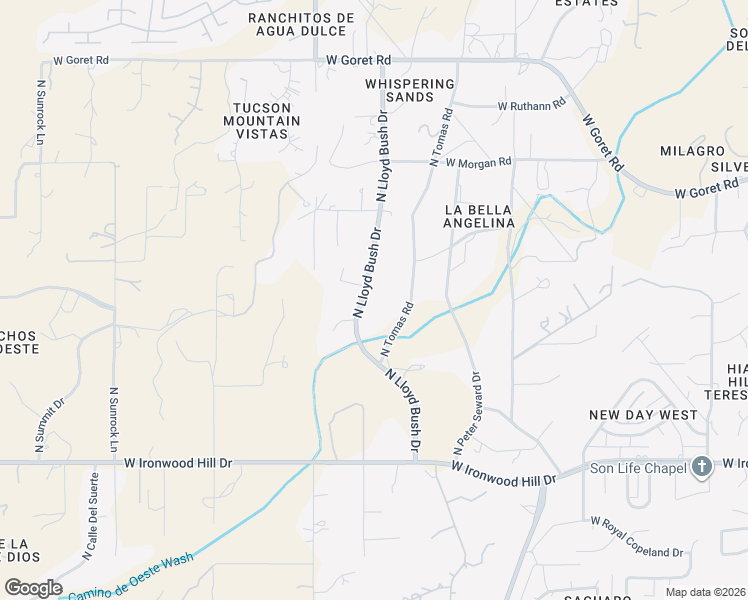 map of restaurants, bars, coffee shops, grocery stores, and more near 2690 North Lloyd Bush Drive in Tucson