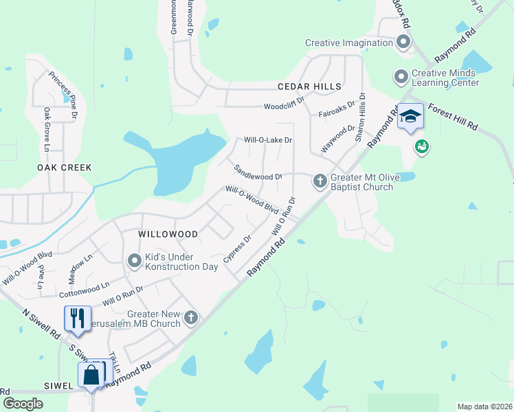 map of restaurants, bars, coffee shops, grocery stores, and more near 114 Sycamore Lane in Jackson