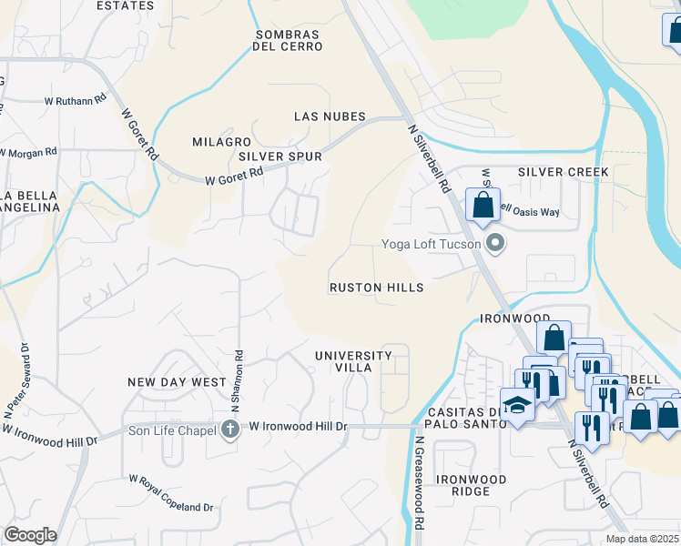 map of restaurants, bars, coffee shops, grocery stores, and more near 2797 Cerrada de Beto in Tucson