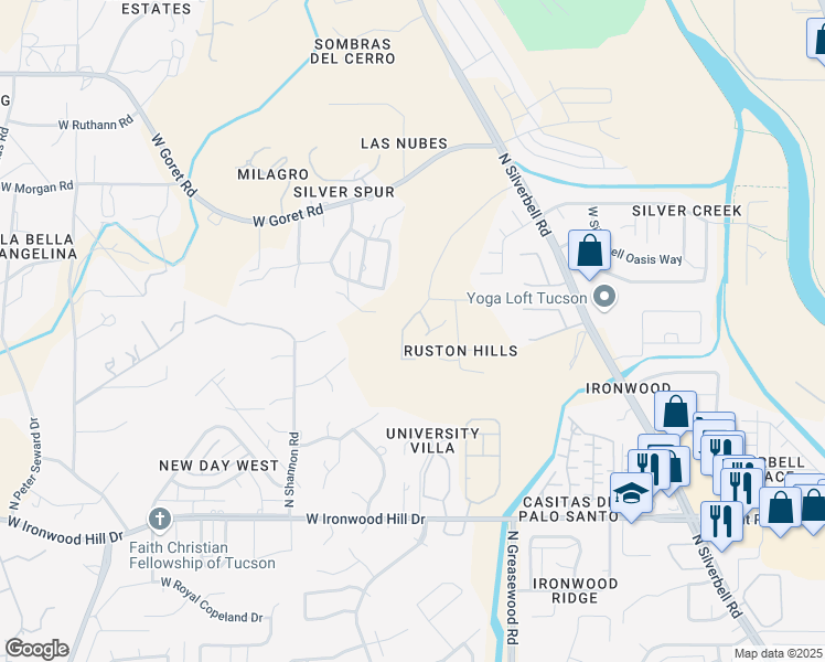 map of restaurants, bars, coffee shops, grocery stores, and more near 2797 North Cerrada de Beto in Tucson