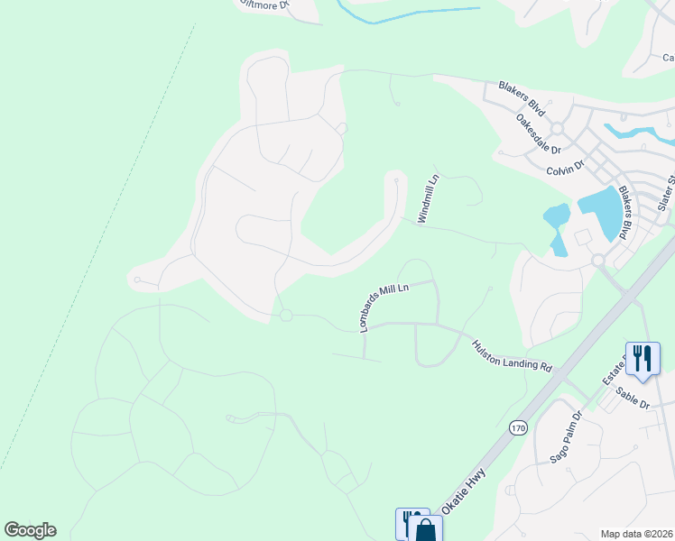 map of restaurants, bars, coffee shops, grocery stores, and more near 343 Great Harvest Road in Bluffton