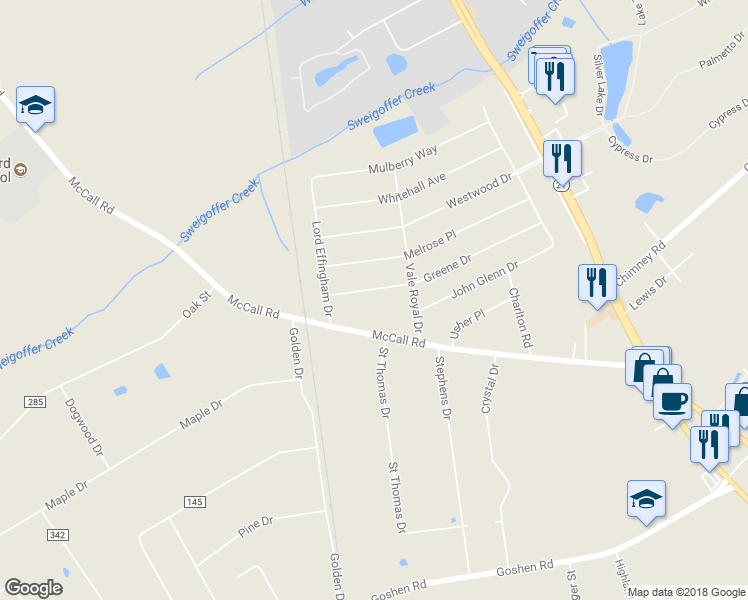 map of restaurants, bars, coffee shops, grocery stores, and more near 211 Greene Drive in Rincon