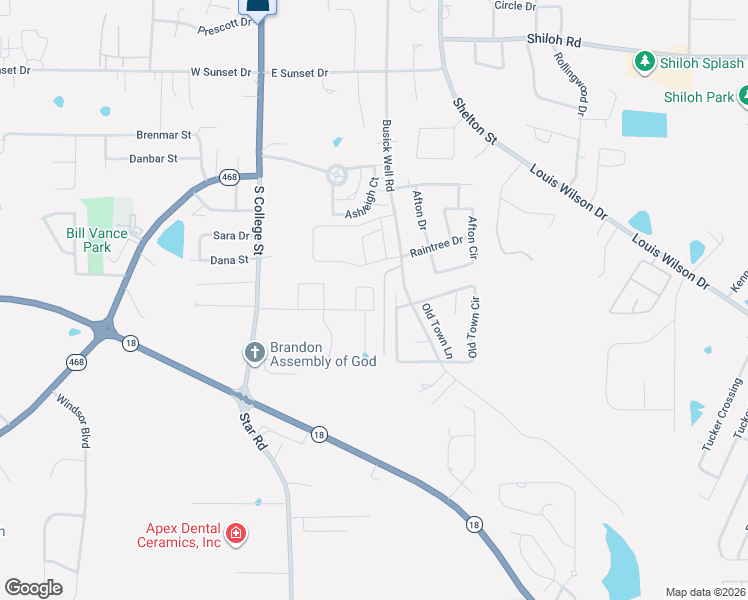 map of restaurants, bars, coffee shops, grocery stores, and more near 130 Birch Drive in Brandon