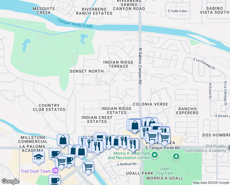 map of restaurants, bars, coffee shops, grocery stores, and more near 2711 North Kiva Place in Tucson