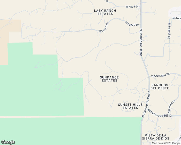 map of restaurants, bars, coffee shops, grocery stores, and more near 5030 West Crestview Drive in Tucson