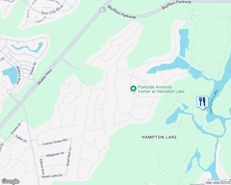 map of restaurants, bars, coffee shops, grocery stores, and more near 331 Castaway Drive in Bluffton