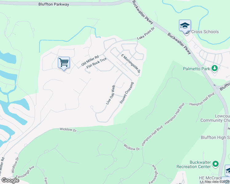 map of restaurants, bars, coffee shops, grocery stores, and more near 601 Sandy Shoals Pass in Bluffton