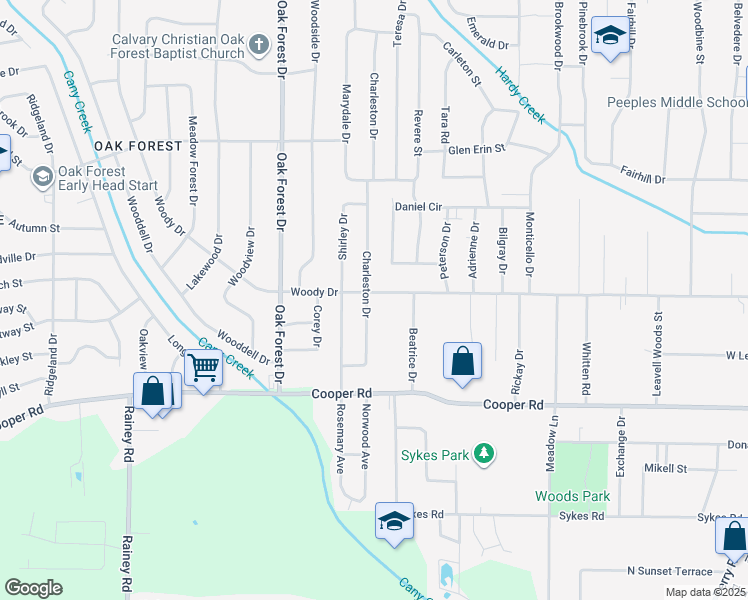 map of restaurants, bars, coffee shops, grocery stores, and more near 3202 Charleston Drive in Jackson