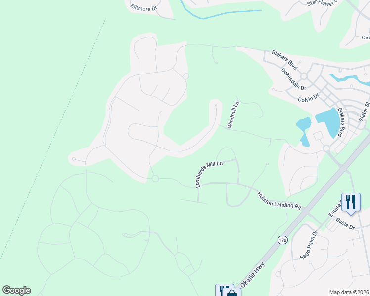 map of restaurants, bars, coffee shops, grocery stores, and more near 343 Great Harvest Road in Bluffton